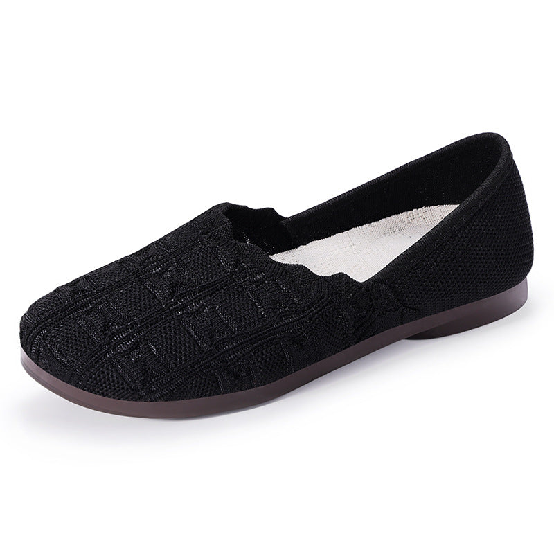 Damen nan gestrickter Komfort-Ballerina-Slipper mit elastischem Einstieg, geformter Polstersohle und rutschfester Flexlaufsohle Drune