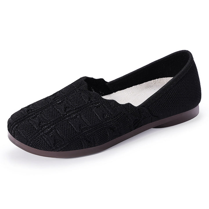 Damen nan gestrickter Komfort-Ballerina-Slipper mit elastischem Einstieg, geformter Polstersohle und rutschfester Flexlaufsohle Drune
