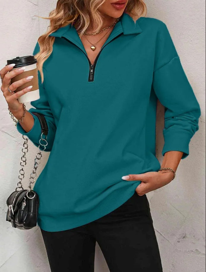 Damen Sweatshirt mit halbem Reißverschluss Drune