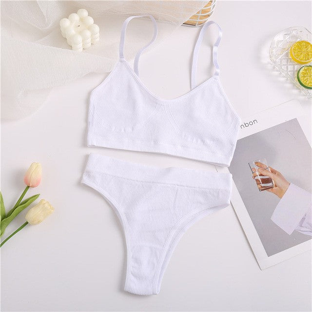 Damen Unterwäsche-Set aus bequemem, elastischem Material mit elegantem Rippen-Design Drune