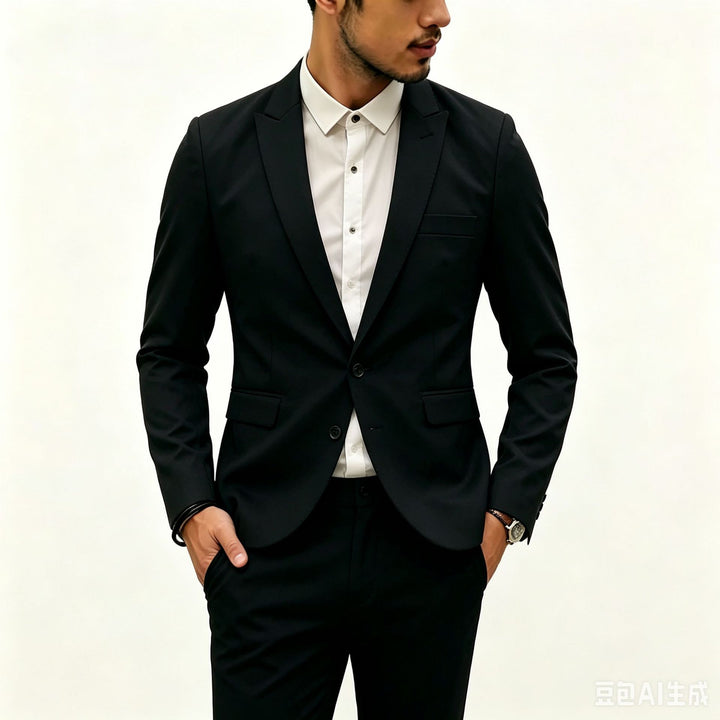 Herren Zweiteiliges Slim‑Fit Anzugset mit schmalem Revers und Stretchgewebe Drune