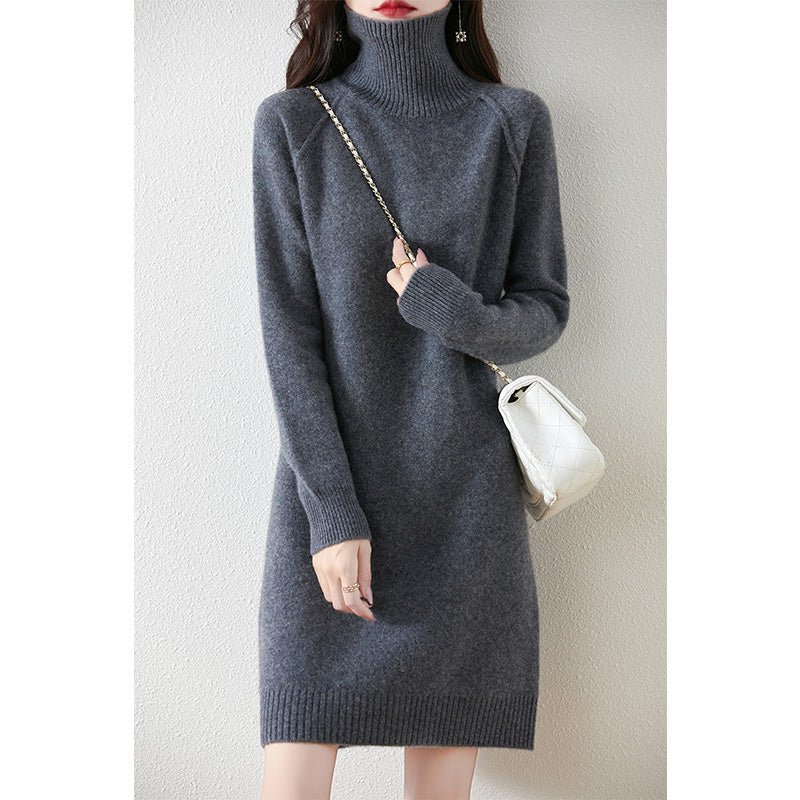 Damen Strickkleid mit hohem Kragen und weichem Material Drune