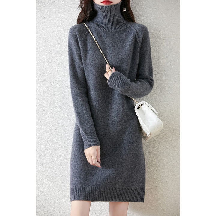 Damen Strickkleid mit hohem Kragen und weichem Material Drune