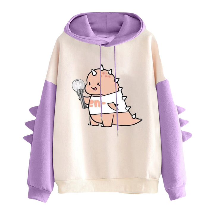 Damen nan Kapuzenpullover mit niedlichem Frosch-Motiv, Kängurutasche und volumigen Ärmelapplikationen Drune