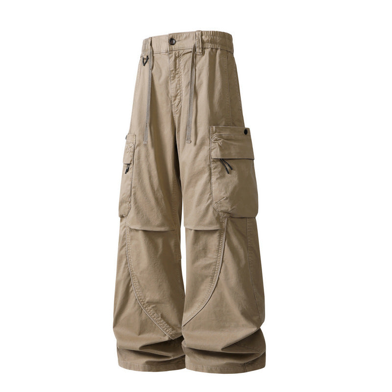Herren weite Cargo-Hose im Baggy‑Schnitt mit Utility‑Taschen und Kordelbund Drune