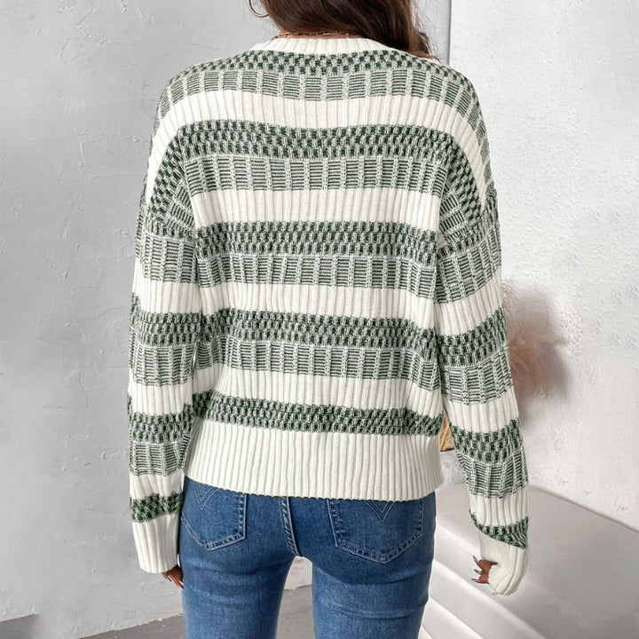 Damen Modischer Strickpullover mit blockartigem Muster Drune