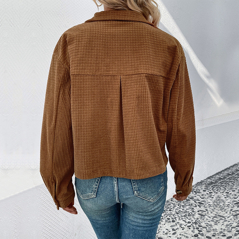 Damen Lässige Kordjacke mit Knopfleiste Drune