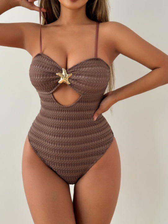 Damen Einteiliger Badeanzug mit modischem Cut-Out und verspieltem Sternen-Detail Drune