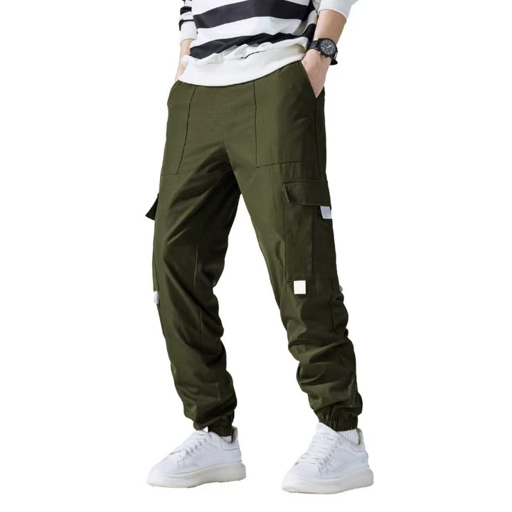 Herren Technische Utility-Cargohose im Joggerstil mit Tunnelzug & elastischen Knöchelbündchen Drune