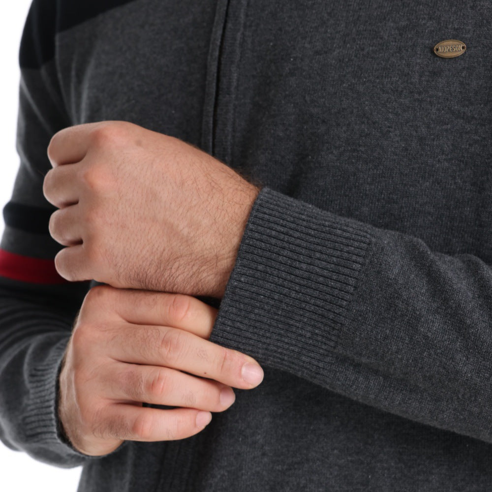 Herren sportliche Strickjacke mit hohem Kragen und Reißverschluss Drune
