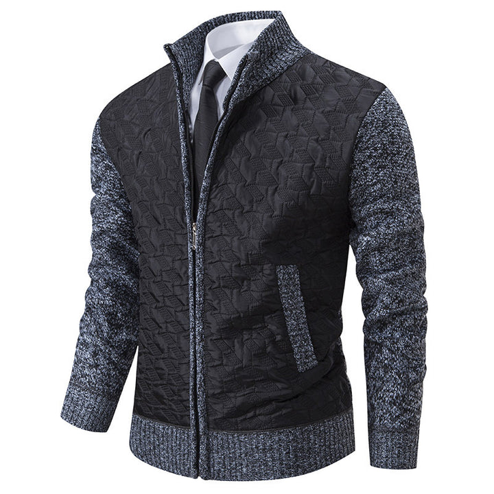 Herren elegante Hybridjacke mit Steppdesign und raffinierten Strickärmeln Drune