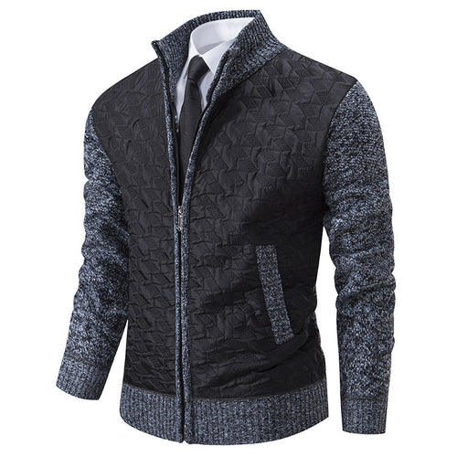 Herren elegante Hybridjacke mit Steppdesign und raffinierten Strickärmeln Drune