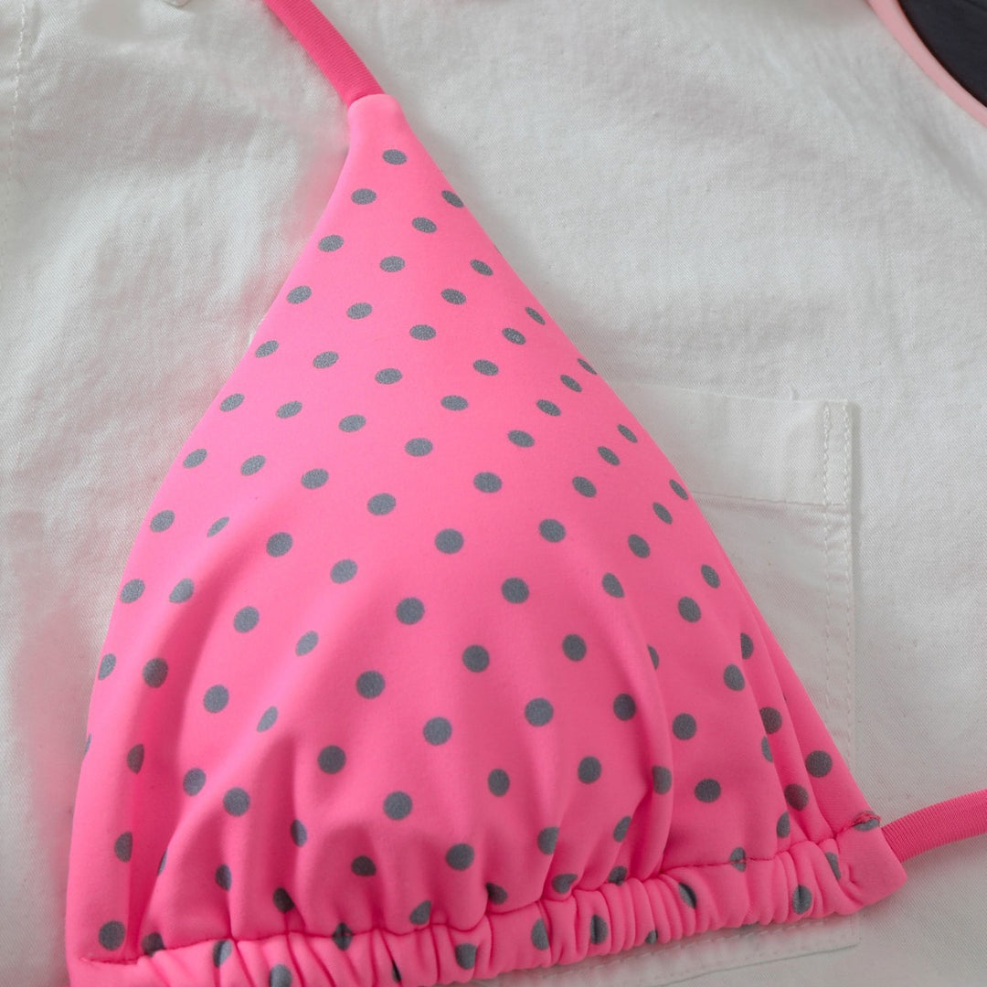 Damen Triangel-Bikini mit verspielten Punkten und verstellbaren Trägern Drune