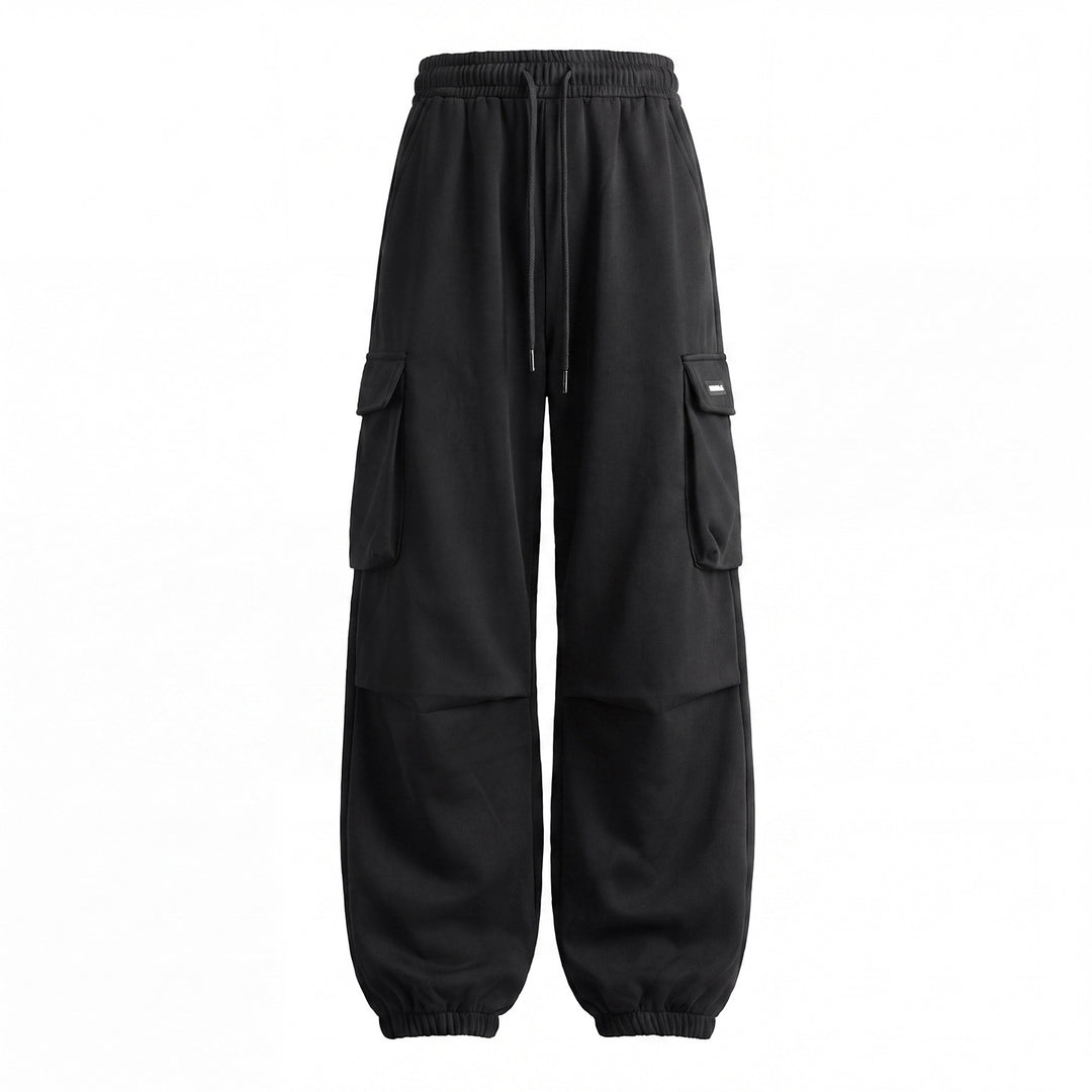 Unisex Weite Cargo-Jogginghose mit Tunnelzug, großen Klappentaschen und elastischen Bündchen Drune
