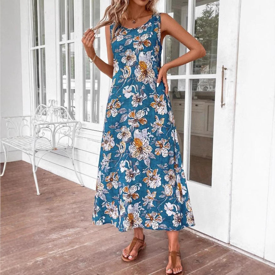 Damen Langes Sommerkleid mit floralem Muster und elegantem Schnitt Drune