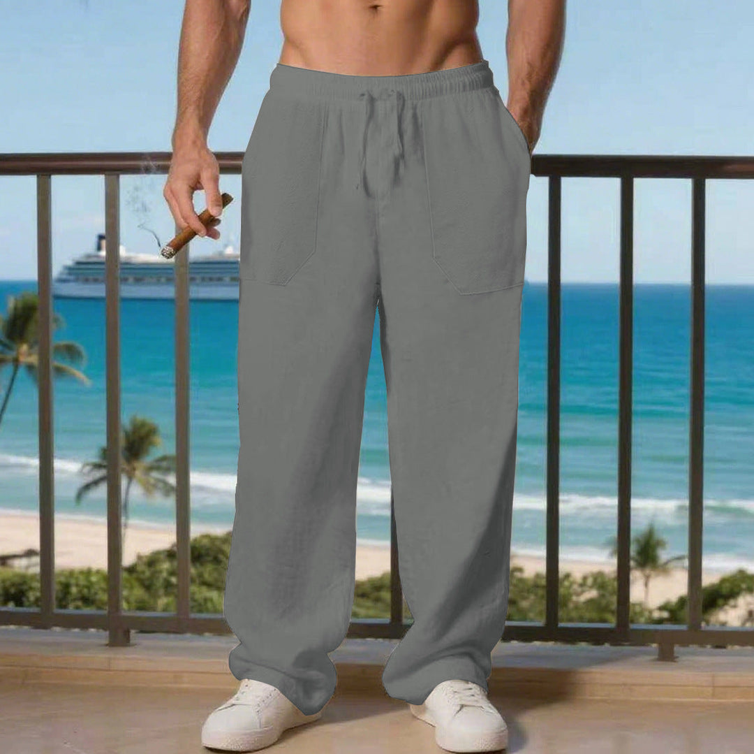 Herren Bequeme Strandhose mit seitlichen Taschen und elastischem Bund Drune