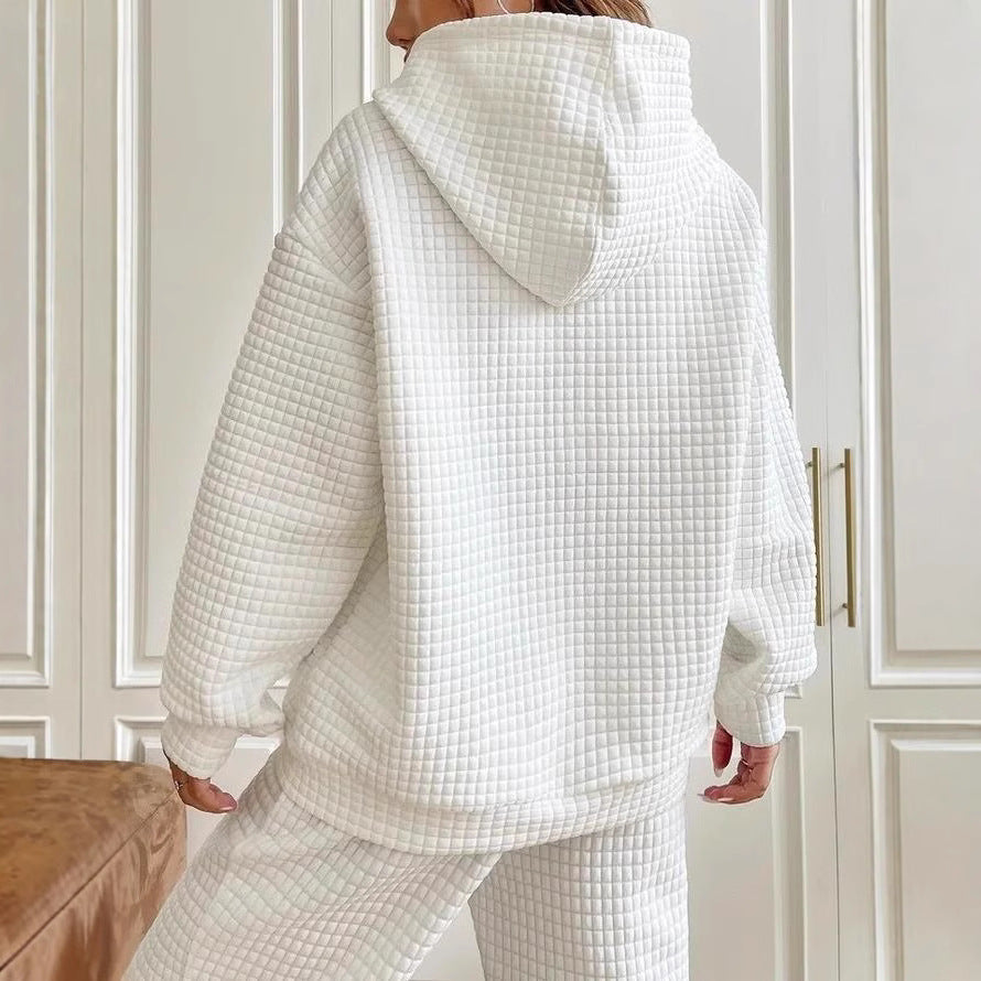 Damen lässiger Hoodie mit strukturierter Oberfläche und praktischer Kängurutasche Drune