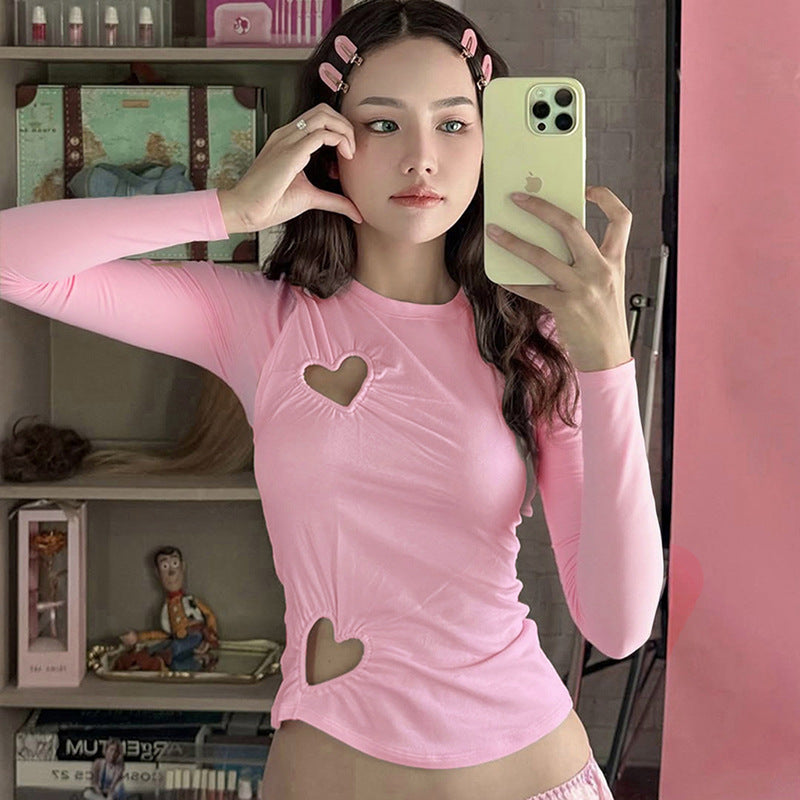 Damen Crop-Top mit herzförmigen Cut-outs und modischem Raffungselement Drune
