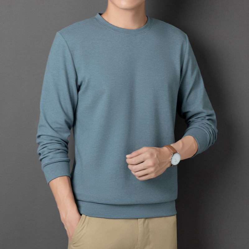 Herren Feines Rundhals-Sweatshirt aus Baumwollmix mit Regular-Fit und Rippbündchen Drune