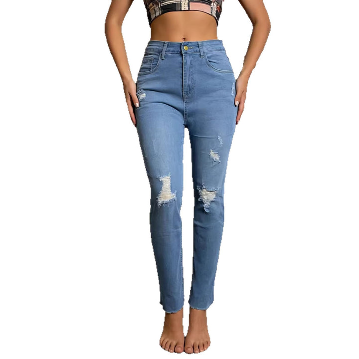 Damen lässige Skinny-Jeans im modernen Destroyed-Look Drune