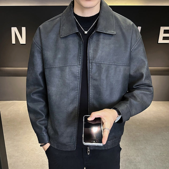 Herren Modische Jacke im Lederlook Drune