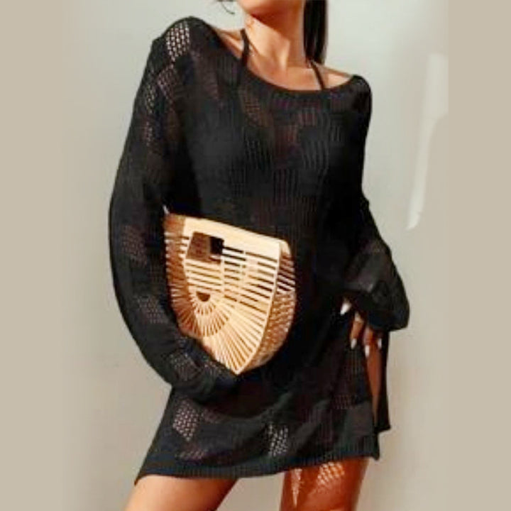 Damen luftiger Häkel-Strandpullover Drune