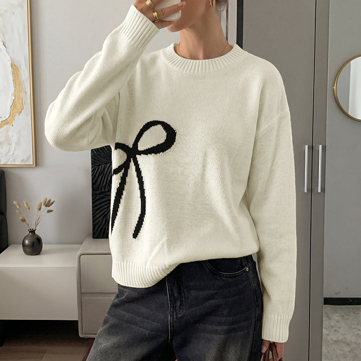 Damen Modischer Pullover mit Schleifenmotiv Drune