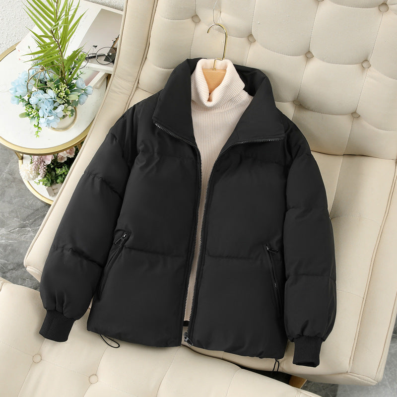 Damen Modische und isolierte Pufferjacke mit festem Kragen und tiefen Taschen Drune