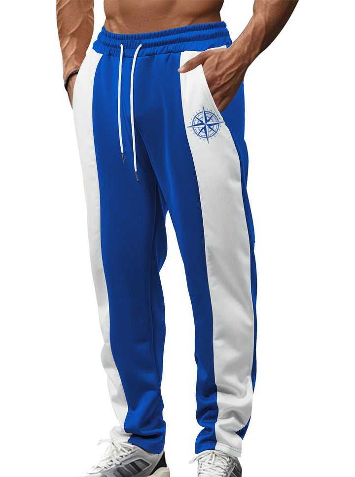 Herren nan sportive Trackpants mit seitlichen Kontrastbahnen elastischem Bund Kordelzug und Hirschstickerei Drune