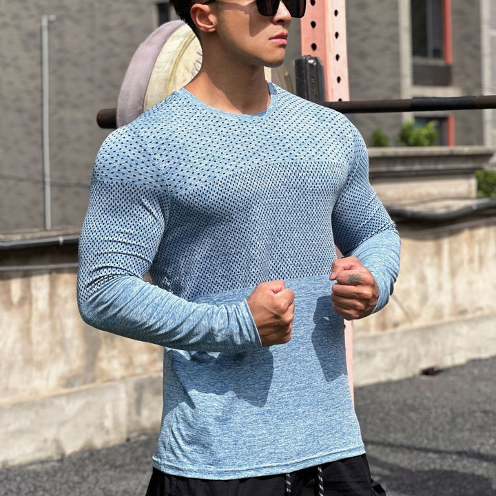 Drune | Trainingsshirt Slim Fit Atmungsaktives Mesh Langarm Sportlich Komfort