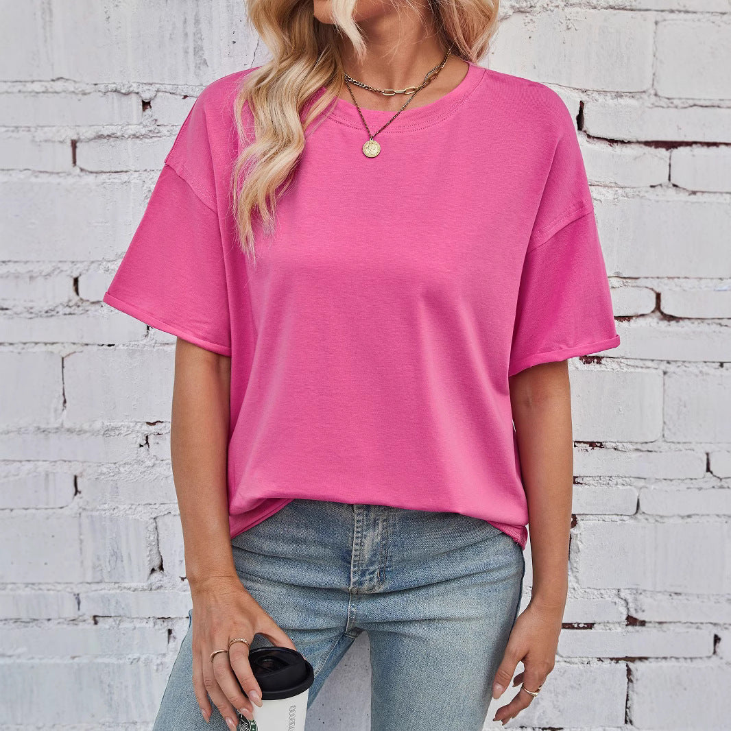 Damen Oversized T-Shirt aus hochwertiger Baumwolle mit eingewebtem Logo Drune