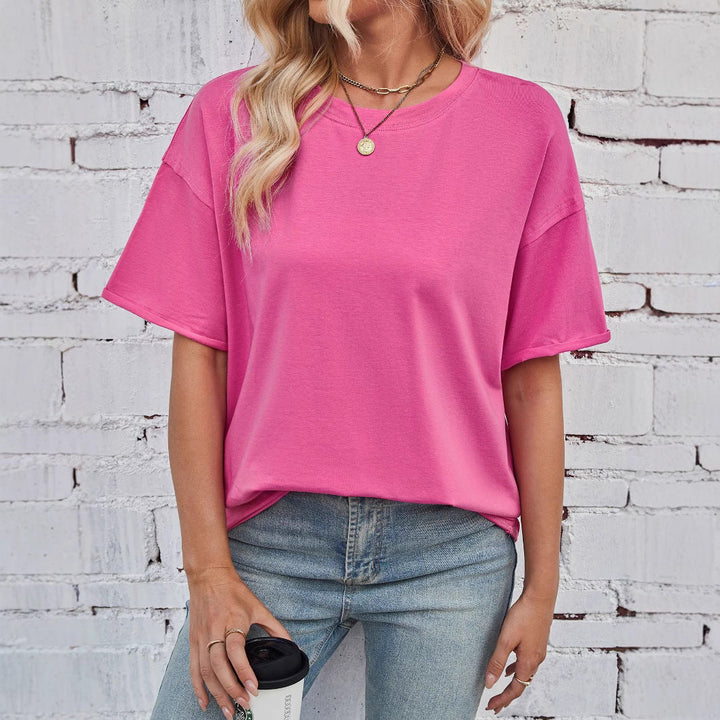 Damen Oversized T-Shirt aus hochwertiger Baumwolle mit eingewebtem Logo Drune