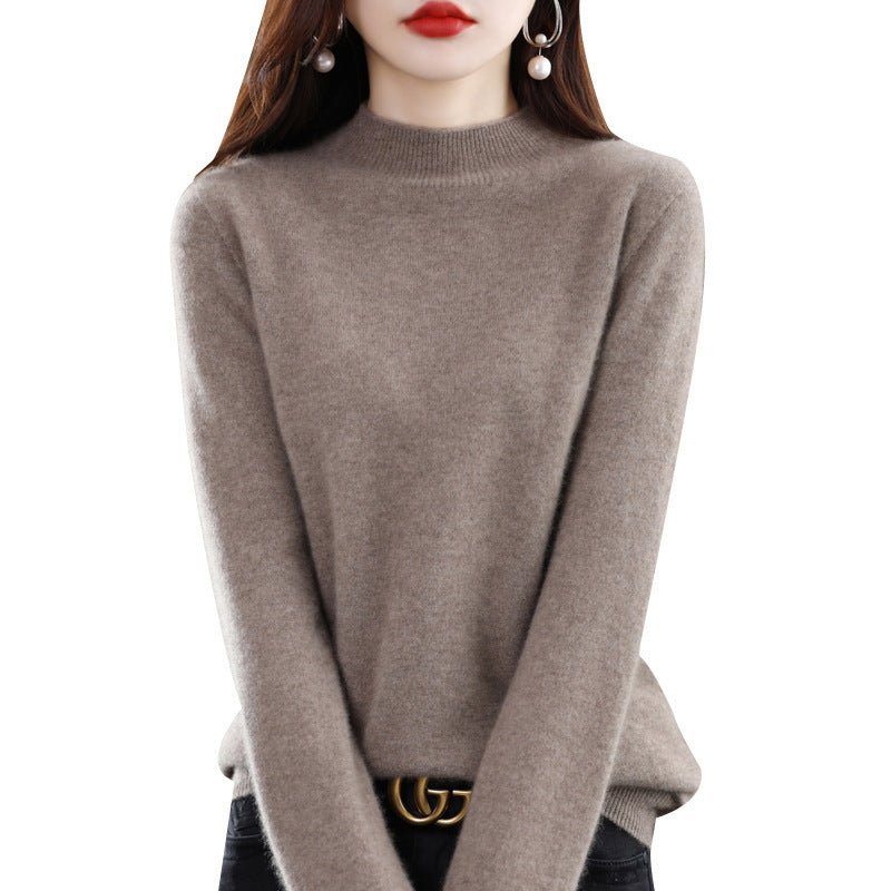 Damen Schlanker Feinstrick-Mockneckpullover mit extrafeinem Flauschfinish und verlängerten Bündchen Drune