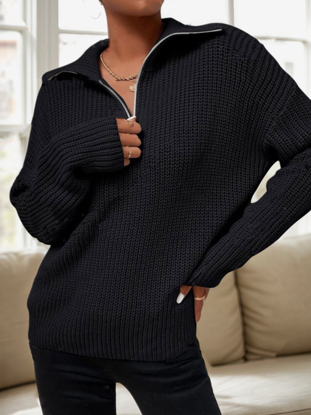 Damen lockerer Strickpullover Drune