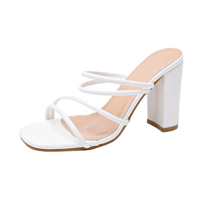 Damen offene High-Heel-Pantoletten mit modischem Riemchen-Design Drune