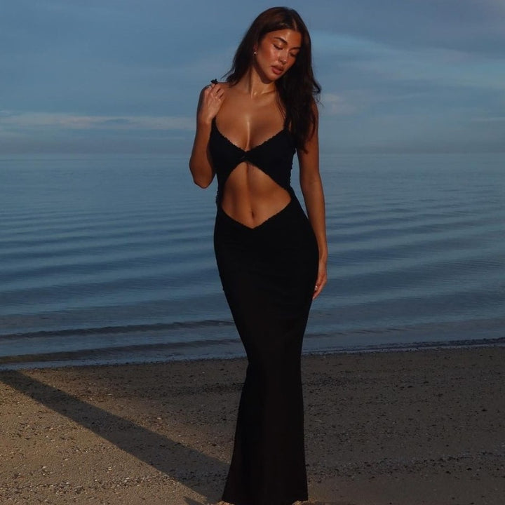 Damen Figurbetontes Wickelkleid mit raffinierten Cut-Outs und Rüschendetails Drune