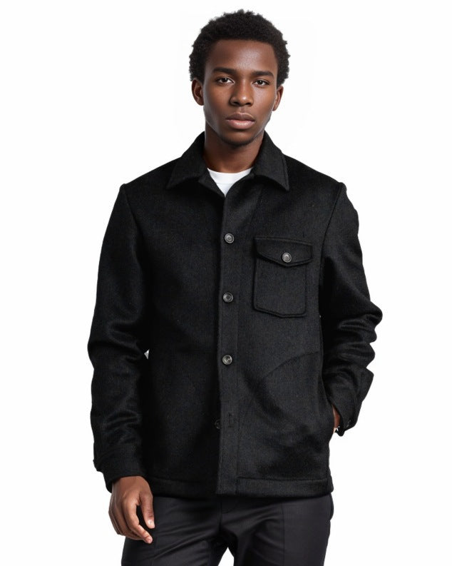 Herren modische Wolljacke mit Brusttasche und Knopfdetails Drune