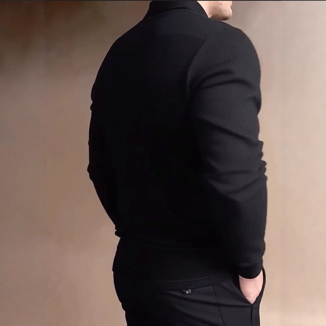 Herren nan tailliertes Waffelstrick-Poloshirt mit klassischem Polokragen Drune