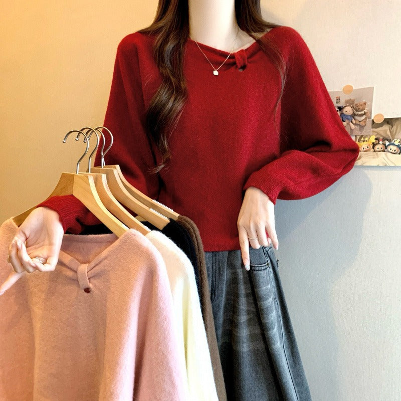 Damen Bequemer Pullover mit verspieltem Ausschnitt Drune