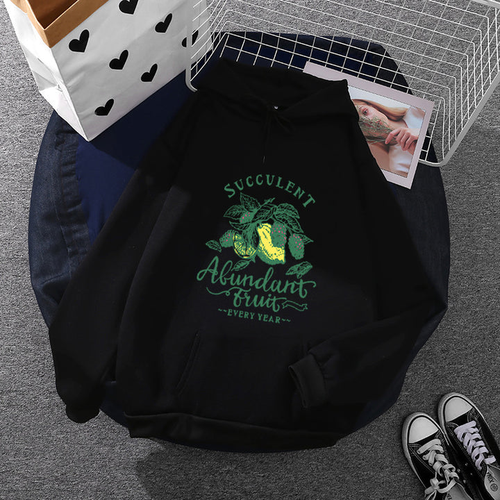 Damen nan Kapuzenpullover im Relaxed-Fit mit botanischer Frucht-Illustration und Kängurutasche Drune