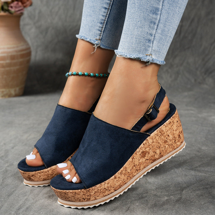 Damen Keilabsatz-Sandalen mit verstellbarem Riemen und komfortablem Fußbett Drune