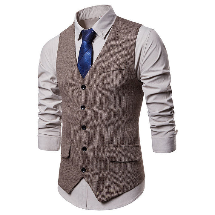 Herren elegante Weste im klassischen Herringbone-Design mit praktischen Taschen Drune