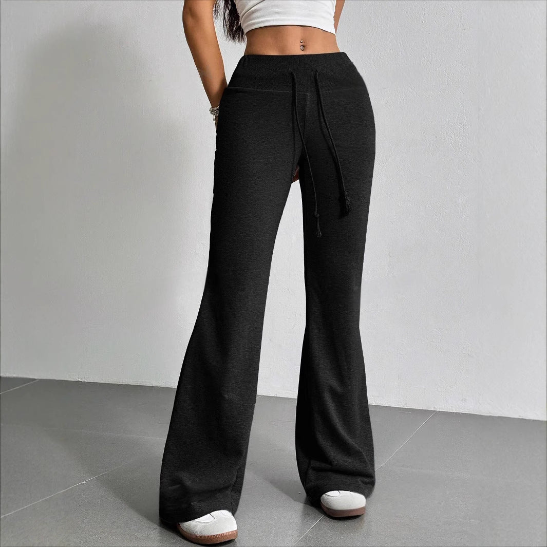 Damen weite Sweatpants mit elastischem Taillenbund und Kordelzug Drune