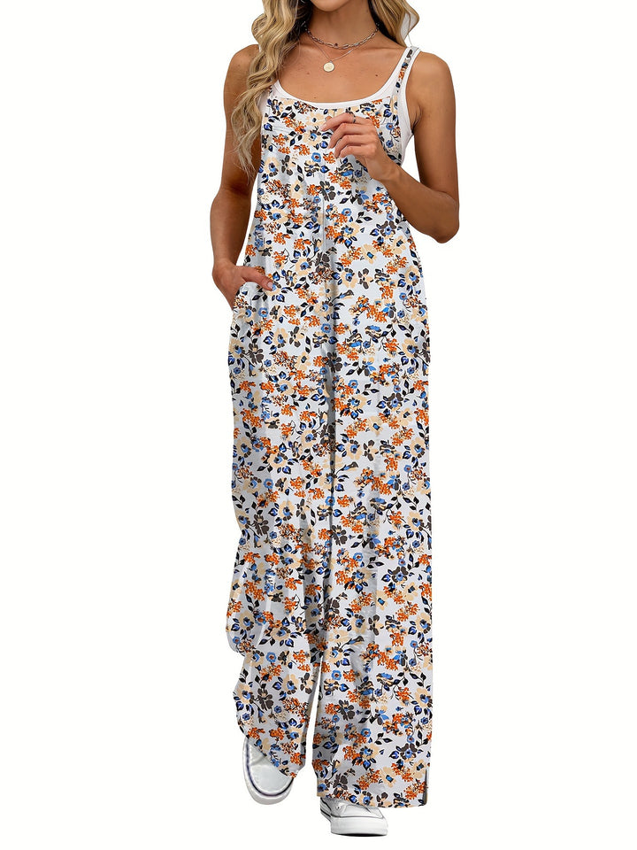 Damen Lässiger Jumpsuit mit floralen Mustern und praktischen Taschen Drune
