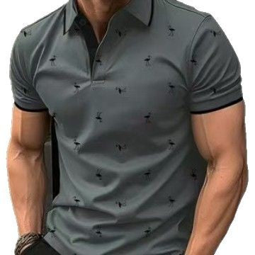 Herren Polohemd mit einzigartigem Flamingo-Muster Drune