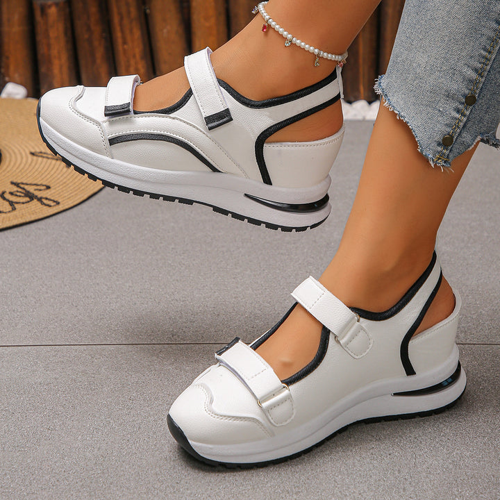 Damen sportliche Slingback-Sneakers mit Klettverschluss und leichter Keilsohle Drune