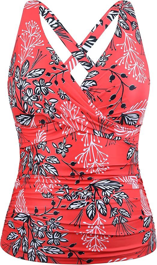 Damen Sportliches Tankini-Oberteil mit floralem Schnitt Drune