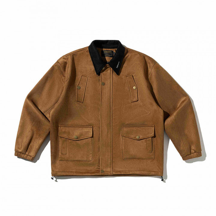 Herren Kastenförmige Wollmix-Blousonjacke mit Cordkragen, Pattentaschen und Tunnelzugsaum Drune