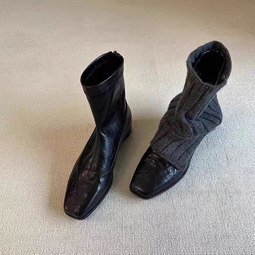 Damen Modische und bequeme Stiefeletten mit gestricktem Obermaterial Drune