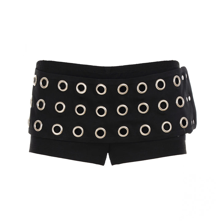 Damen Minirock mit kreativem Schnallendesign und kontrastierenden Ösen Drune